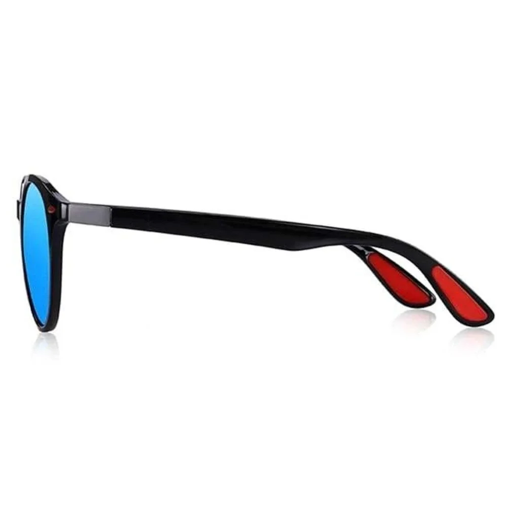 Round Sunglasses Men Polarized Driving Fishing UV Protection‎ Black Blue Lentes